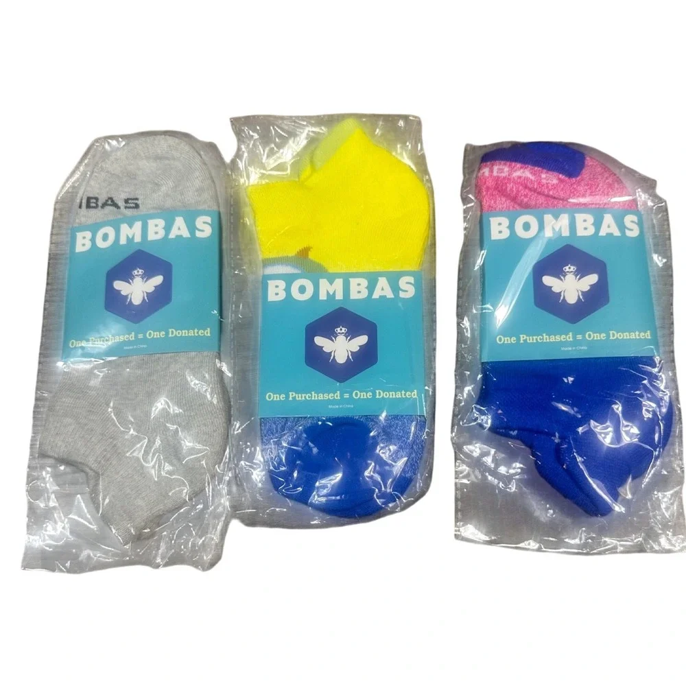 Bombas Ankle Socks NWT Womens Medium Multicolor Midweight Cushioned 3 Pair Lot